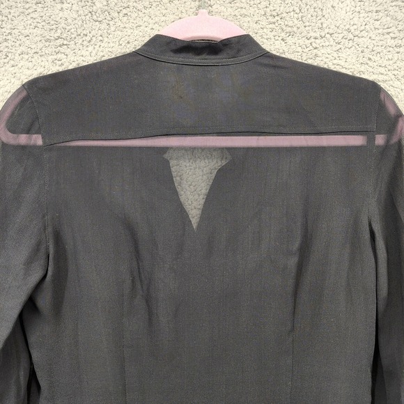 Banana Republic Sheer Pleated Neck Tie Long Sleeve Button Up Shirt Blouse Top XS - Picture 9 of 11